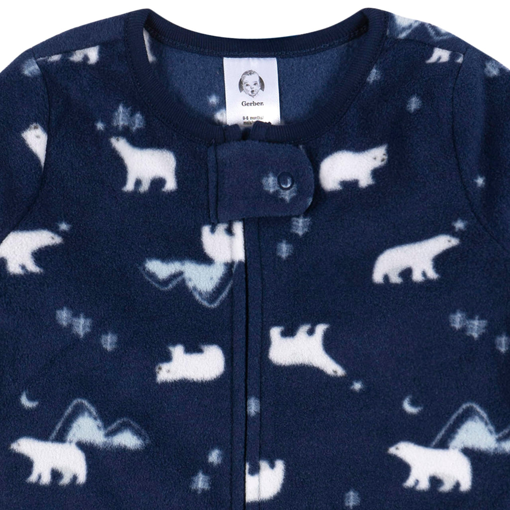 Gerber Baby Unisex Fleece Wearable Blanket, Polar Bears, 0-6 Months