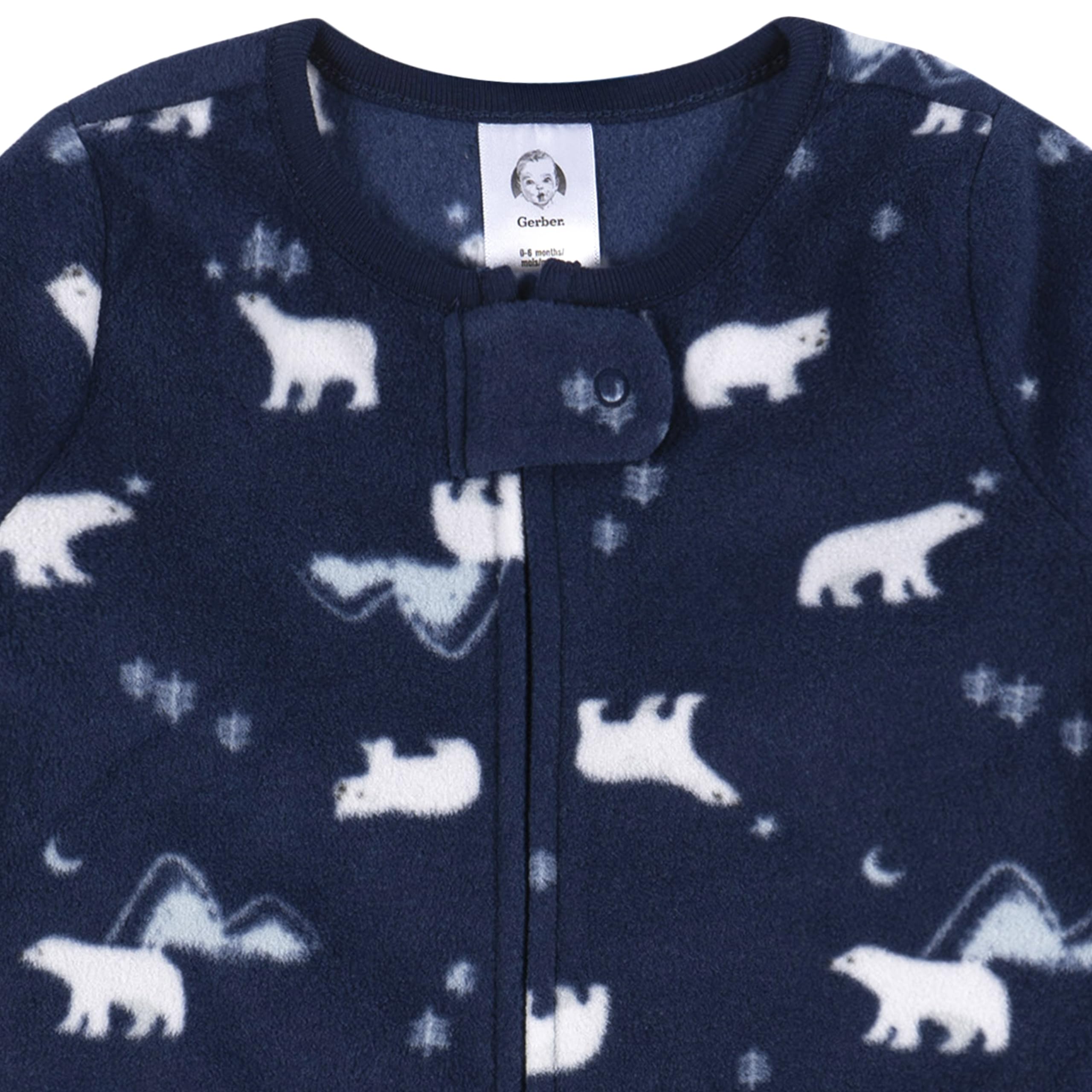 Gerber Baby Unisex Fleece Wearable Blanket, Polar Bears, 0-6 Months