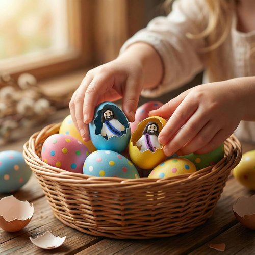 Cowlyn Mini Jesus Figurines - Multicolor Tiny Statues for Easter Egg Stuffers | Set of 20 Religious Gifts