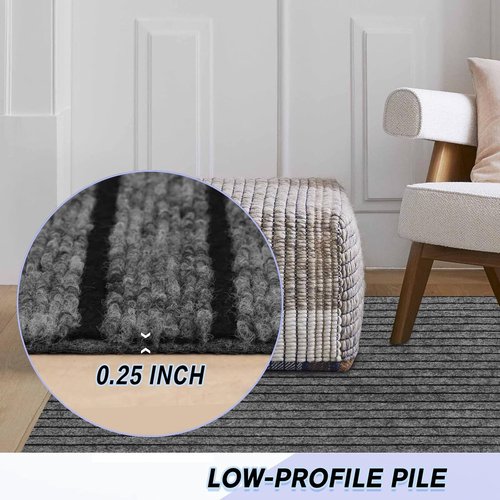 Custom Size Non-Slip Area Rugs Runner by [Brand Name] - Easy Clean & Waterproof | 2FT x 6FT Gray Stripe for Hallway, Kitchen, Laundry