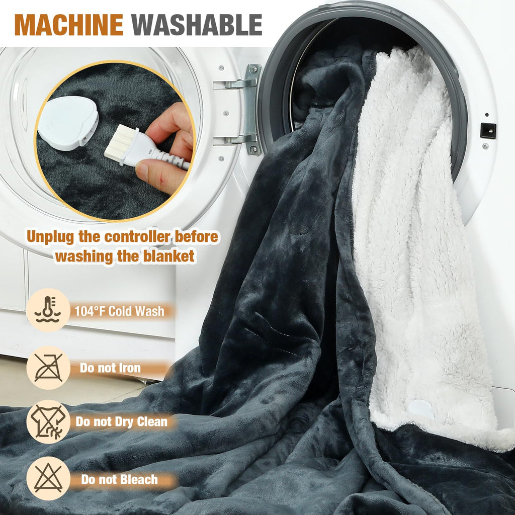 Goocoz Wearable Heated Blankets, Electric Snuggle Blanket with Foot Pockets, Sleeves, Hood, Waist Belt, 50"x70" Electric Heating Throw Blanket Wearable Heated Robe