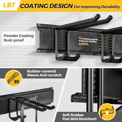 LBT 66 Garage Tool Organizer - Heavy-Duty Wall Mount Rack with Adjustable Hooks | 720lbs Capacity