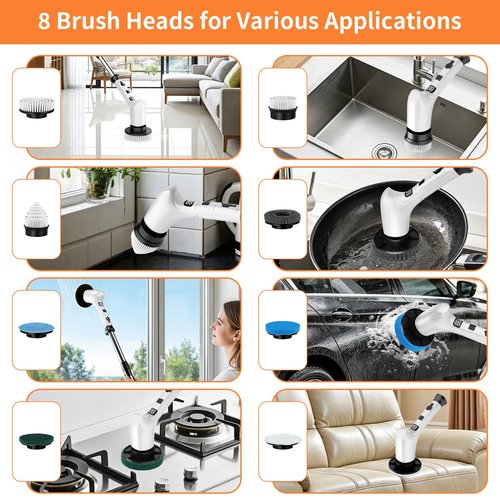 Electric Spin Scrubber for Cleaning Bathroom,Cordless Power Shower Scrubber - Electric Cleaning Brush for Tile Tub Bathtub Kitchen Wall Cleaning