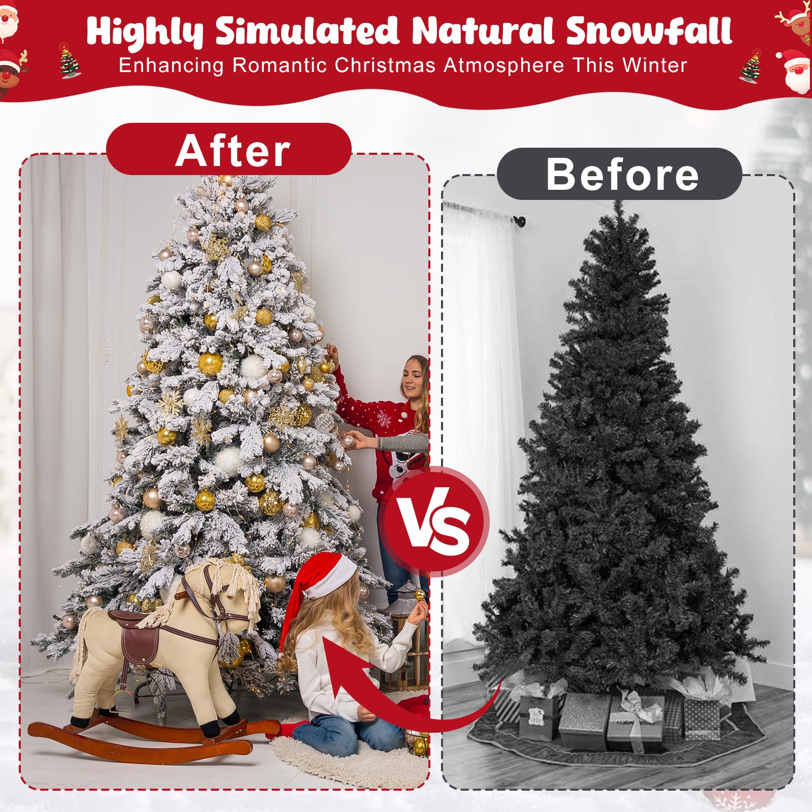 PJT Snow Flocking Powder,0.85LB Self-Adhesive Fake Snow Flock for Christmas Tree,Instant Artificial Flocking Spray Powder for Winter Xmas Artificial Tree Wreath Garland Crafts Home Display