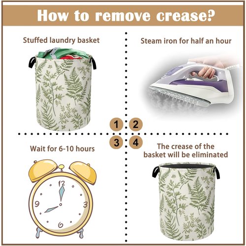 Sage Green Collapsible Laundry Baskets,Eucalyptus Leaves Laundry Hamper,Storage Basket with Handles for Bathroom Bedroom College Dormitory Living Room Nursery Organizer 16"x20"
