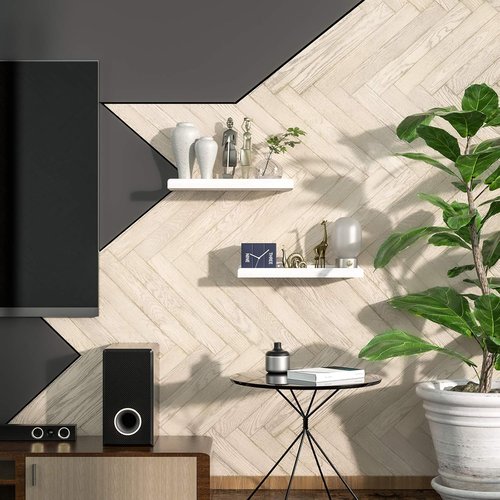 Love-KANKEI Floating Shelves - Set of 2 Rustic Wood Wall Mounted 17 Inch Storage Shelves | White Finish for Home & Office