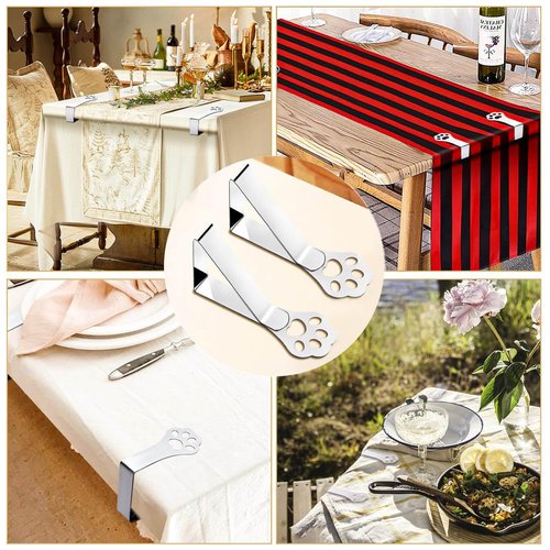 CUNGLIN Tablecloth Clips for Outdoor Thick Tables 10 Pack, Claw Picnic Table Cloth Holder Clip Indoor, Heavy Duty Stainless Steel Cover Clamp for Party Wedding Home Restaurant Camping Accessories