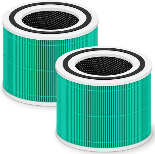 LEVOIT Core 300 Replacement Filter - 3-in-1 High-Efficiency Activated Carbon | 2 Pack, Green