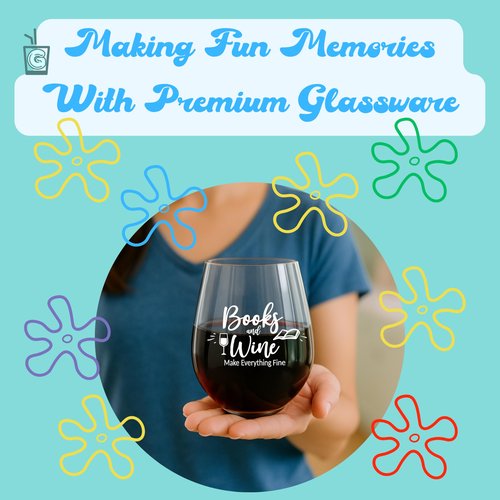 Glassicle Book Lovers Gifts for Women – Stemless Wine Glass for Readers – Funny Bookish Gift, Christmas & Stocking Stuffer for Women Who Love Books and Wine – Books and Wine Make Everything Fine