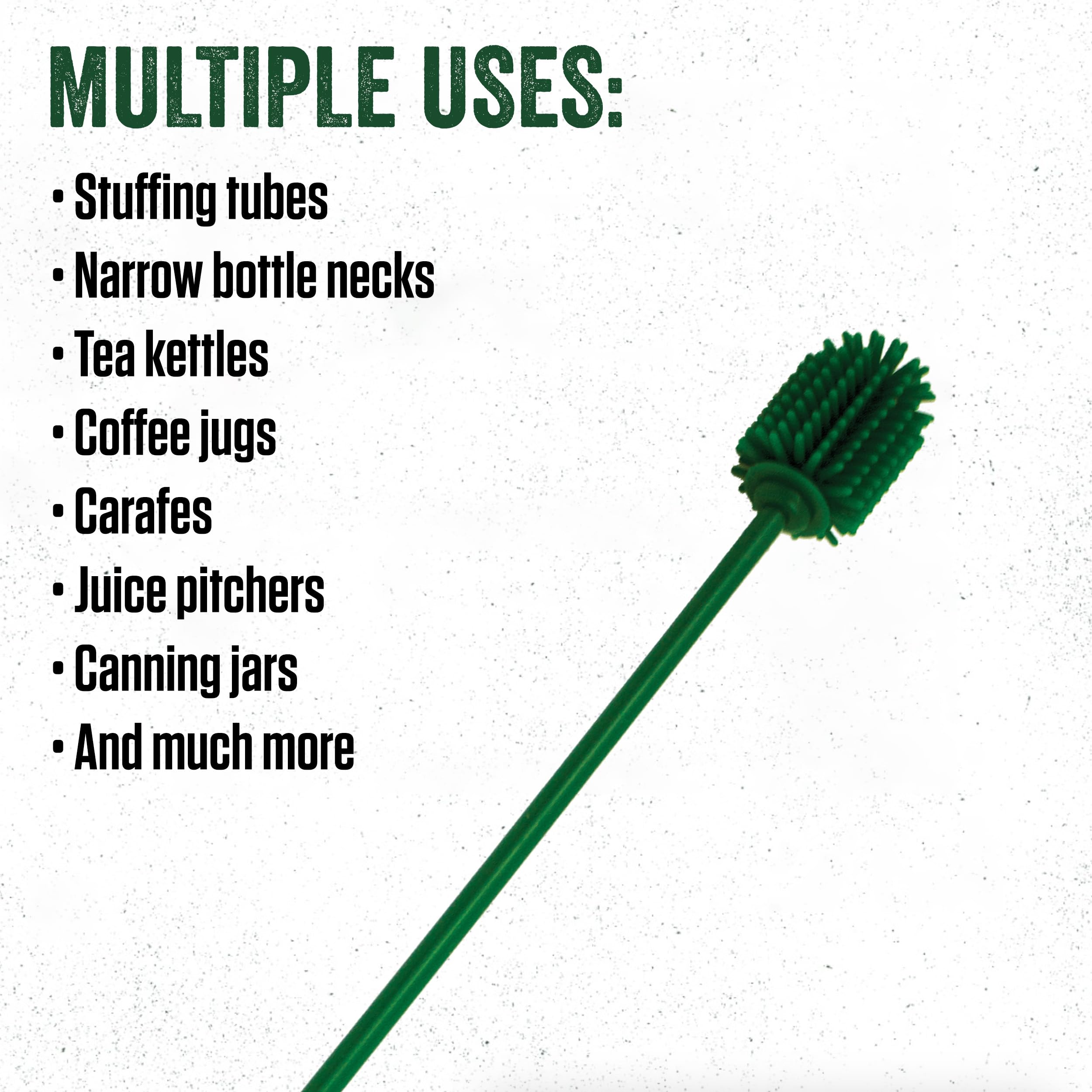 LEM Products Silicone Dual-Head Stuffing Tube Cleaning Brush, Bottle Brush, Green, 12"