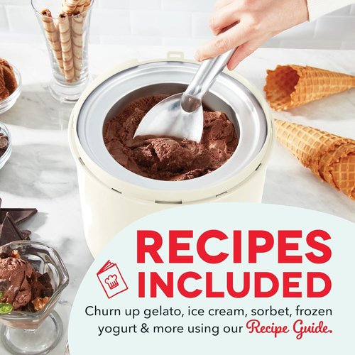 Dash Deluxe Gelato & Ice Cream Maker - One-Touch Churning for Homemade Desserts - 2 Quart, Cream