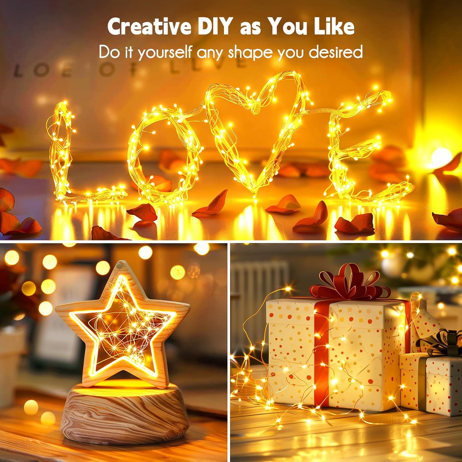 Skiennix Fairy Lights - 99 Feet 300 LEDs Warm White String Lights | Waterproof Silver Wire for Indoor/Outdoor Decor