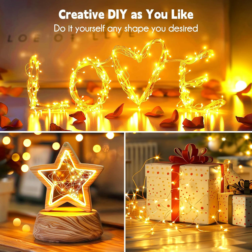 Minetom Fairy Lights - 33Ft 100 LEDs Waterproof Silver Wire String Lights | Warm White for Indoor & Outdoor Decor