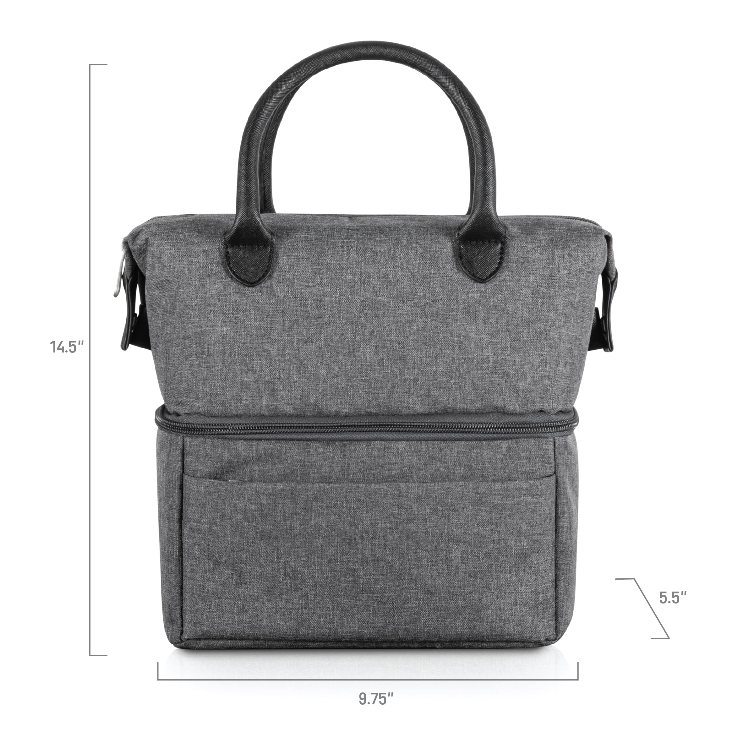 Picnic TIME NCAA LSU Tigers Urban Lunch Bag, Cooler Lunch Tote, Insulated Lunch Bag, (Gray with Black Accents)