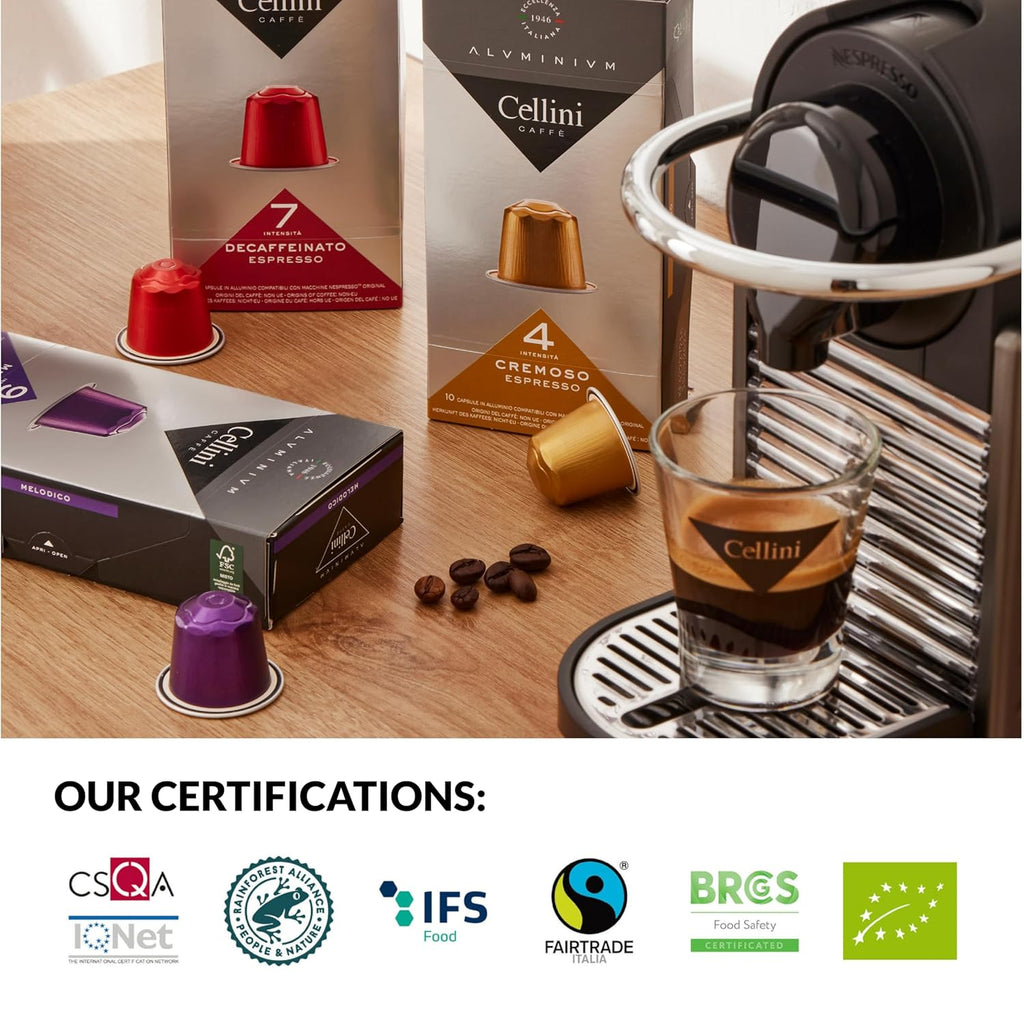 Cellini Caffè Nespresso Pods - 80 Count Mixed Variety of 8 Distinctive Italian Flavors | Medium to Strong Roast