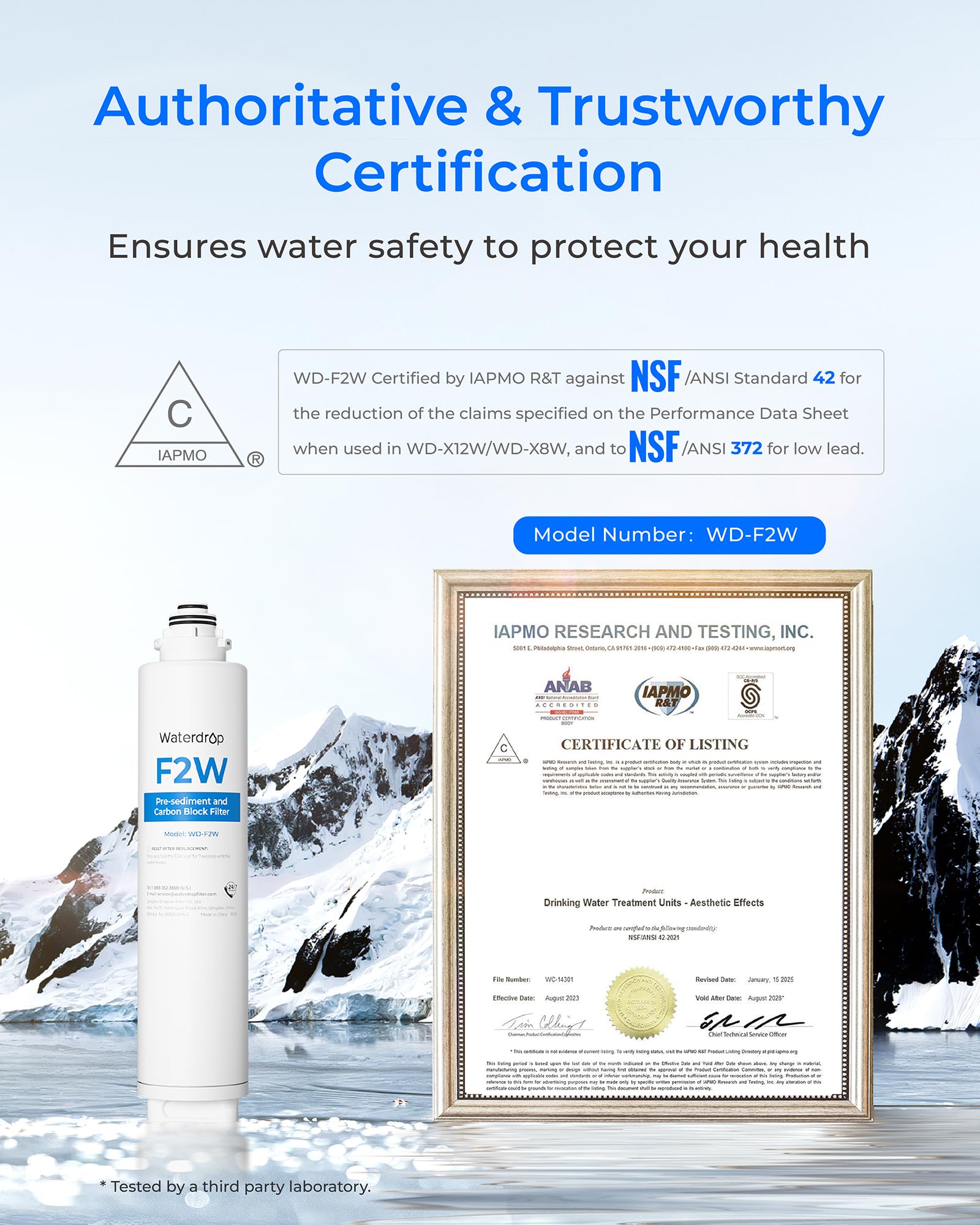 Waterdrop F2W Filter, Only Replacement for X8-PRO & X12-PRO Dual Flow Tankless Reverse Osmosis System, 6-month Lifetime