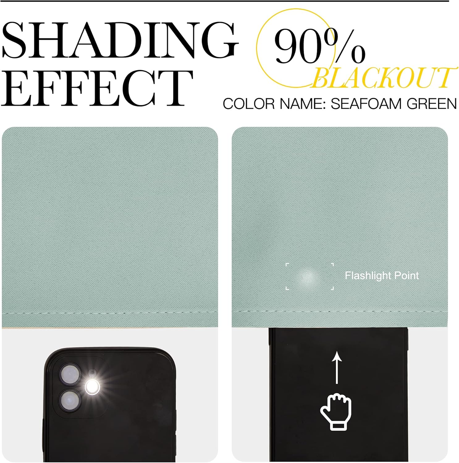 NICETOWN Small Window Curtains - Thermal Insulated Grommet Drapes in Seafoam Green | Set of 2 (W42" x L63")