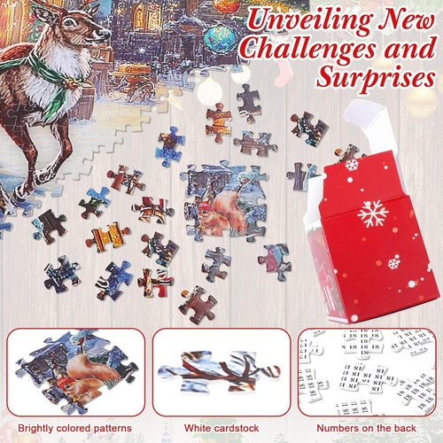 Civaner 1008-Piece Christmas Advent Calendar - Fun Jigsaw Puzzles for Adults | 24 Days of Holiday Cheer