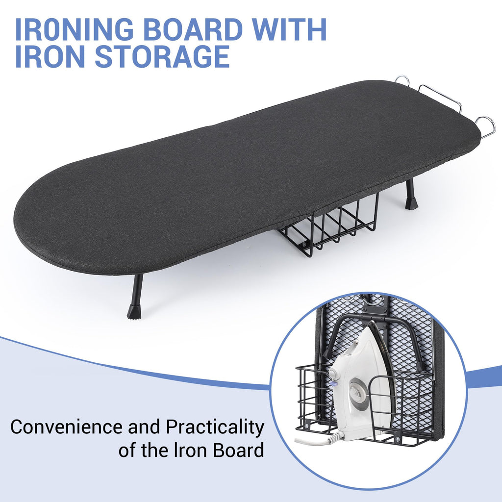 Garvee Tabletop Ironing Board, Small Portable Foldable Iron Board with Iron Rest, Storage Basket, Heat Resistant Cover & Pad, Compact for Small Spaces, Dorms, Apartments
