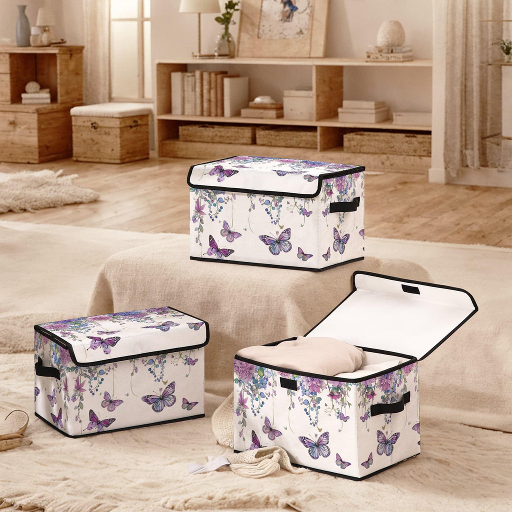 Dawuyu Stackable Clothes Storage Bins with Lids,Closet Organizers Fabric Box for Home and Office,Blanket Clothes Organizers,Under Bed Storage Containers 3 Pack.