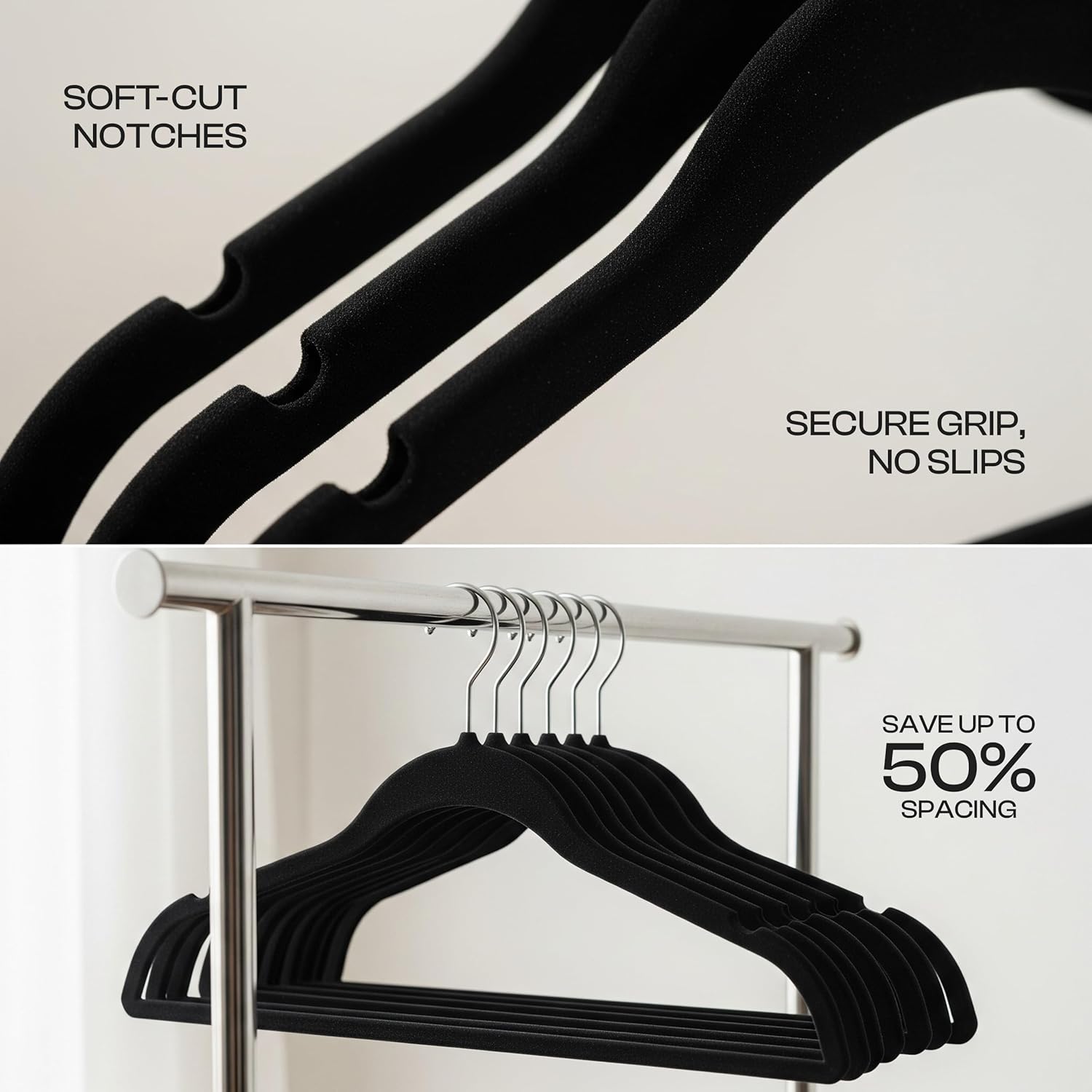 Utopia Home Velvet Hangers - Luxury Non-Slip Slim Coat & Pant Hangers, 20-Pack, Black with 360° Swivel Hook
