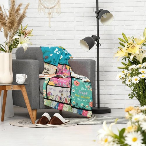 Fouca Birthday Gifts for Women Girl, Gifts for Women Birthday Unique, Mom/Sister/Grandma/Wife Flower Birthday Decorations Throw Blanket 60"X50"