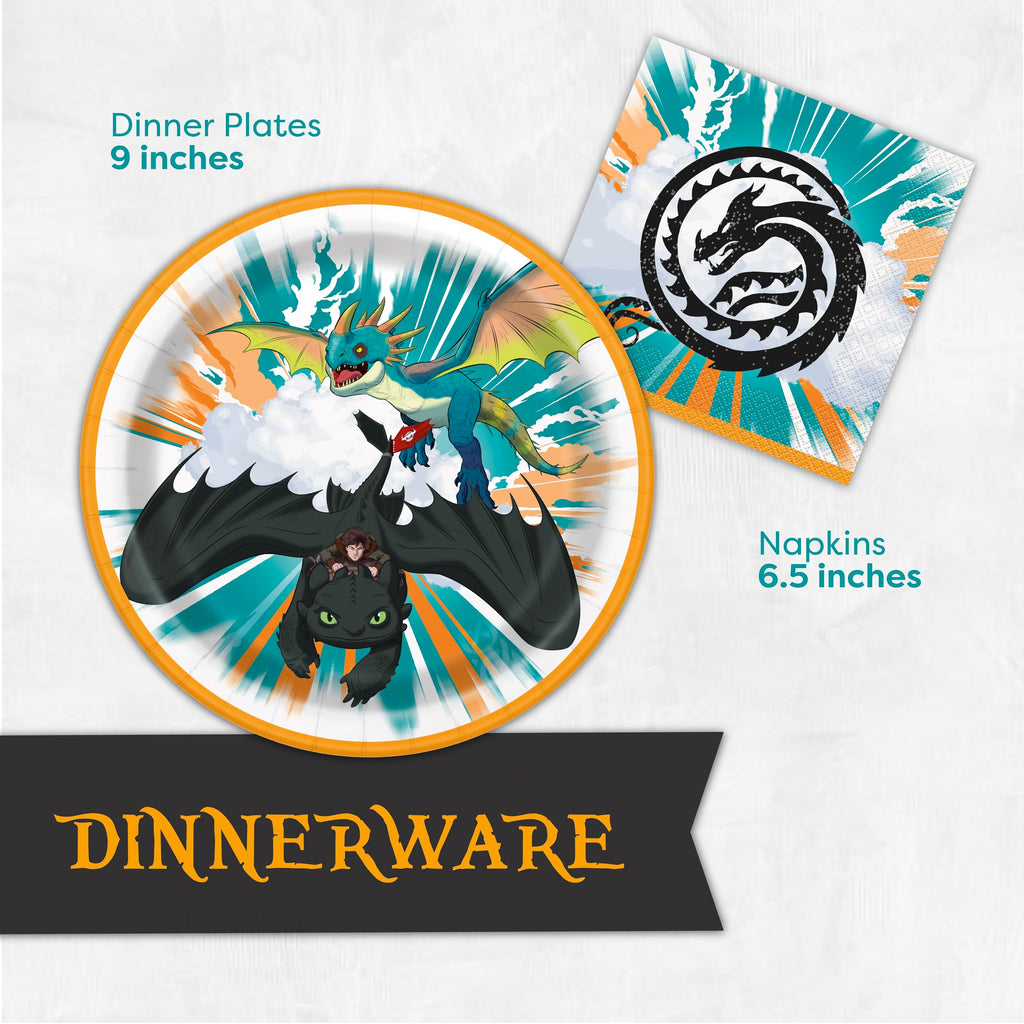 How to Train Your Dragon Party Supplies & Decorations | Tablecloth, Plates, Napkins, Sticker | Officially Licensed