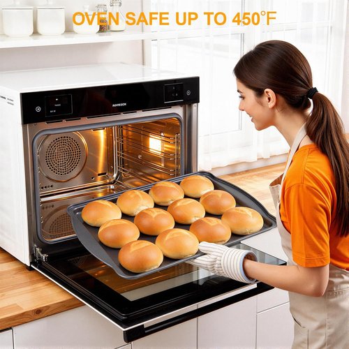 Carbon Steel Baking Sheet Set by [Brand Name] - Nonstick Cookie Sheets with Cooling Rack | 17 x 11 x 0.5 Inches (2 Pack)