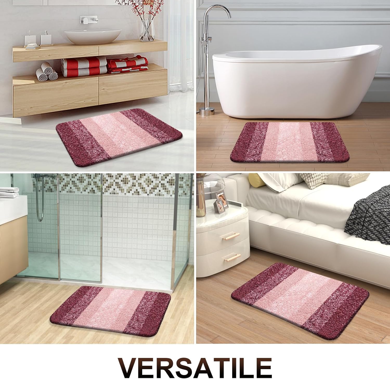 OLANLY Bathroom Runner Rug - Extra Soft Microfiber Mat with Rubber Backing | 59"x20", Quick Dry, Red