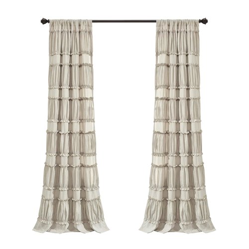 Lush Decor Nova Ruffle Window Curtain Panel Pair, 42"W x 84"L, Neutral