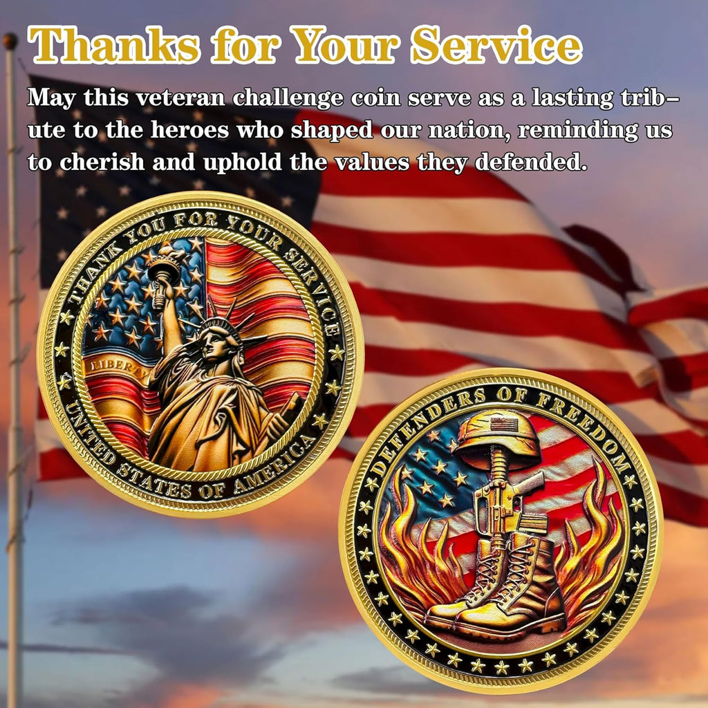 1Pcs Flame Boots Military Challenge Coin - Honoring US Army Veterans | Patriotic Eagle Flag Token