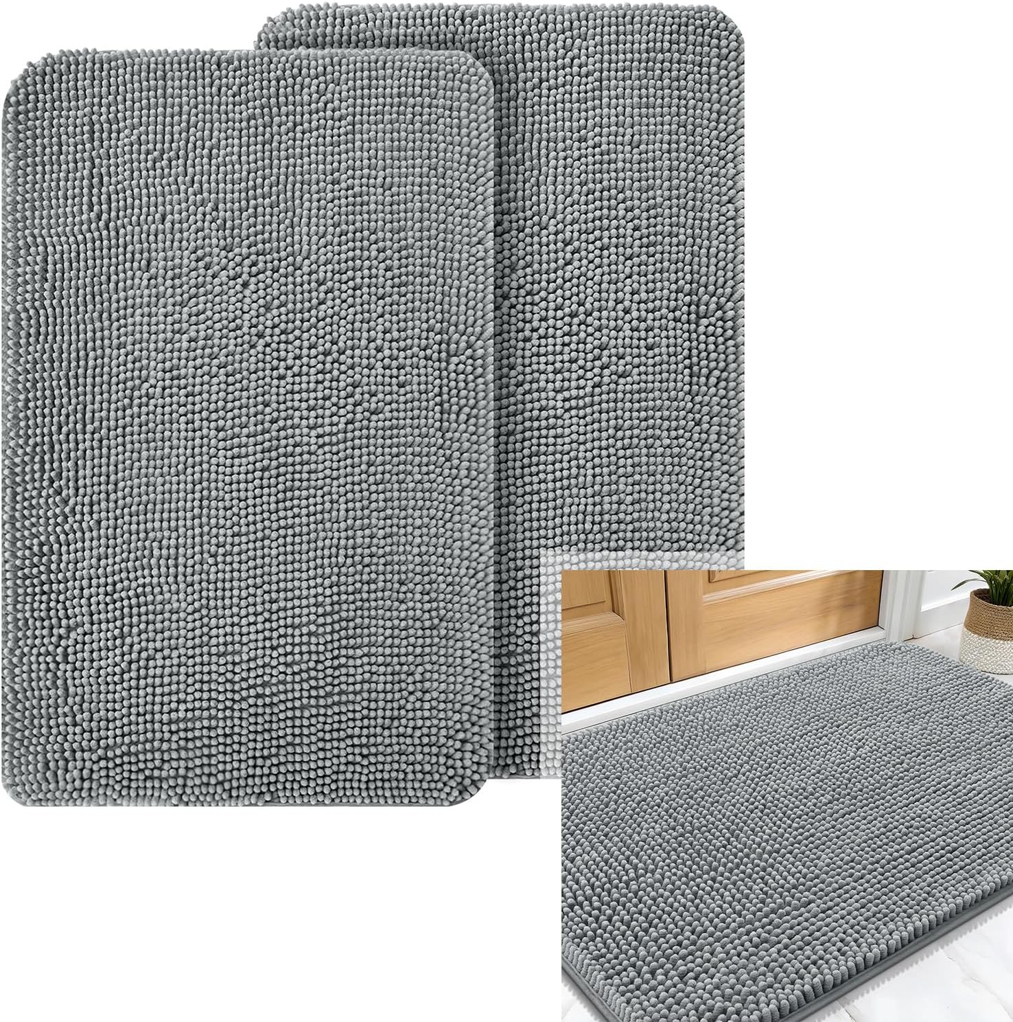 OLANLY Dog Door Mat - 3-Piece Set with 30x20 Size in Grey | Durable and Stylish Design