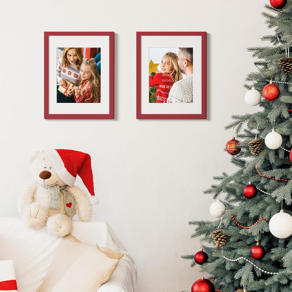 Upsimples 11x14 Picture Frame - Versatile Display for 8x10 Photos with Mat or 11x14 Without - Red, 1 Pack