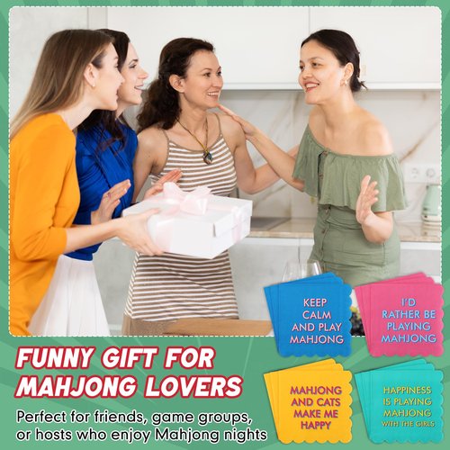 Tinlade 50pcs Mahjong Napkins 4 Colors with Funny Sayings 3-ply 10" x 10" Cocktail Napkins for Mahjong Game Nights Gatherings Themed Party Supplies Gift for Game Lovers Friends Hostess