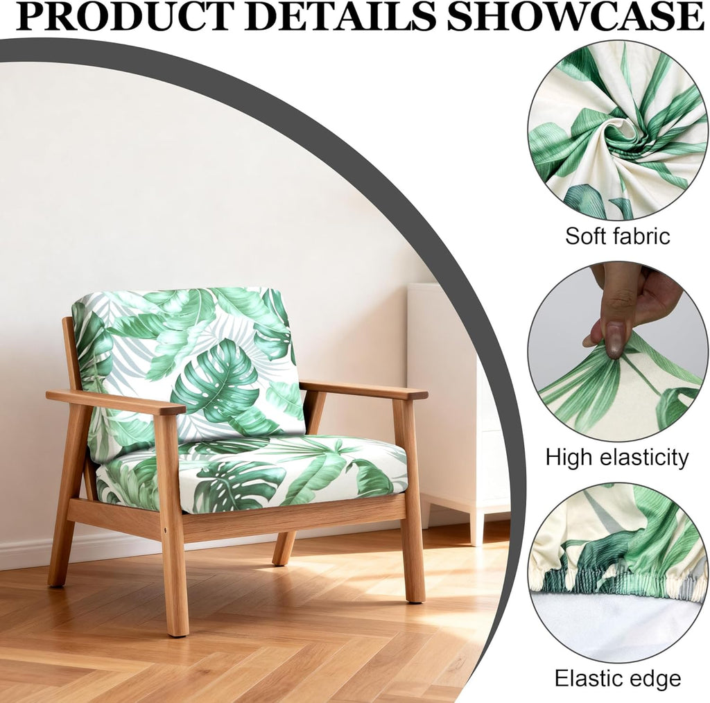 BIETYONE Patio Cushion Covers - 4Pcs Stretch Slipcovers for Outdoor Sofa | Washable & Reusable