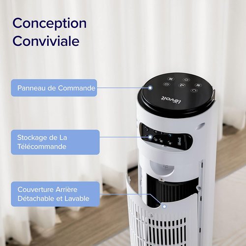 Levoit Tower Fan - Ultra Quiet 25 dB | 12 Speed Settings with Remote Control - 106 cm Tall