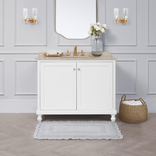 Laura Ashley Absorbent Bath Mat Reversible Crochet Soft and Plush Bathroom Mat 100% Cotton 21x34 Bath Rug, Light Grey