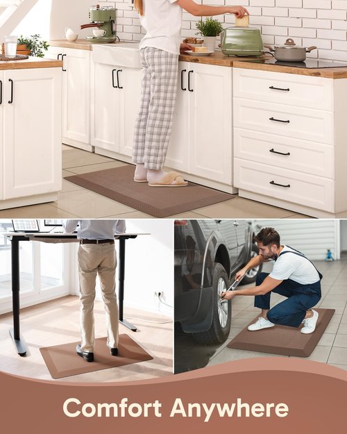 Ophanie Kitchen mats for Floor, 3/4 inch Thick, Kitchen Rugs, 20x48 Anti Fatigue Standing Cushioned Mat, Waterproof,Comfort Ergonomic mat for Office, Home, Sink, Brown Non-Slip Bottom