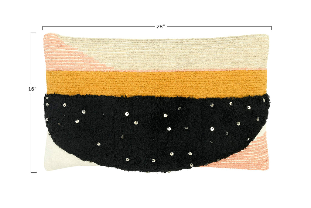 Creative Co-Op Rectangle Multi-Textured Cotton Geometric Shapes Lumbar Pillow, Multicolor