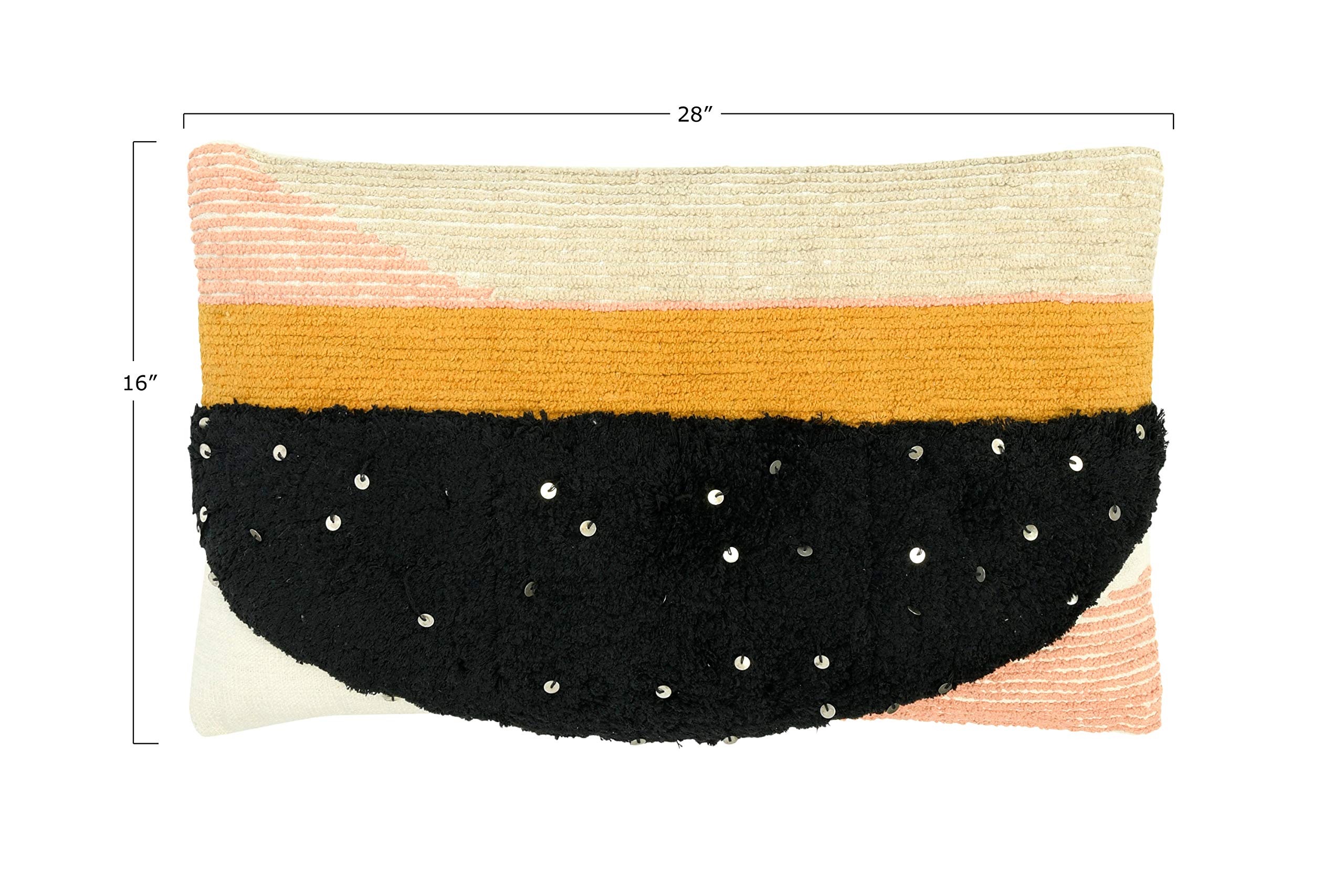 Creative Co-Op Rectangle Multi-Textured Cotton Geometric Shapes Lumbar Pillow, Multicolor