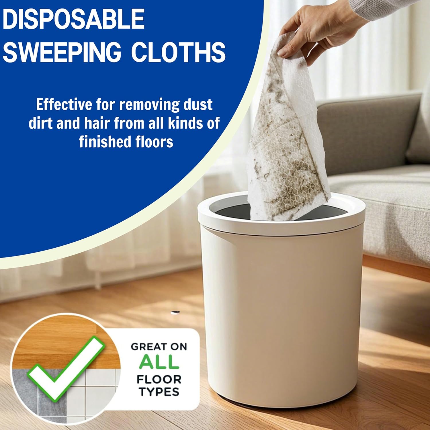 Skiennix Disposable Mop Refills - 80 Pack Floor Dust Cloths for Swiffer Standard Sweeper