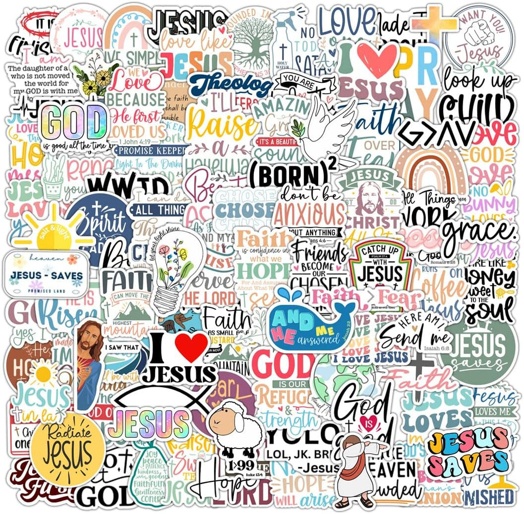 Skiennix 100 Pack Christian Stickers - Waterproof Vinyl Bible Verse Designs for Kids & Teens