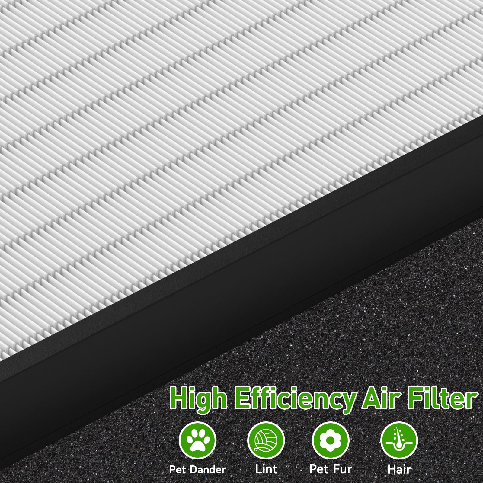 12 Pack 3000 Replacement Filters, Compatible with Air Doctor 3000, 3000M, 3000Pro Air Pur-ifier, 2 Air Filter + 2 Activated Carbon + 8 Carbon Pre-Filters