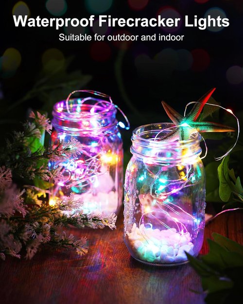 Fairy Lights - Battery Operated Twinkle String Lights | 5 Feet, 60 LED Waterproof Silver Wire for DIY Decor