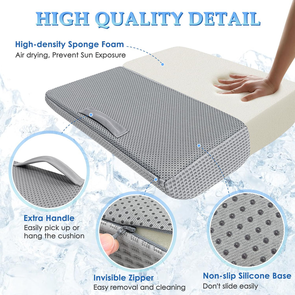 Recliner Chair Cushions For Elderly Long Sitting, Extra Large Cooling Seat Cushion Support For Couch, Armchair - Seniors Chair Thick Foam Pad With Non-slip Base For Tailbone Pressure Relief Pain