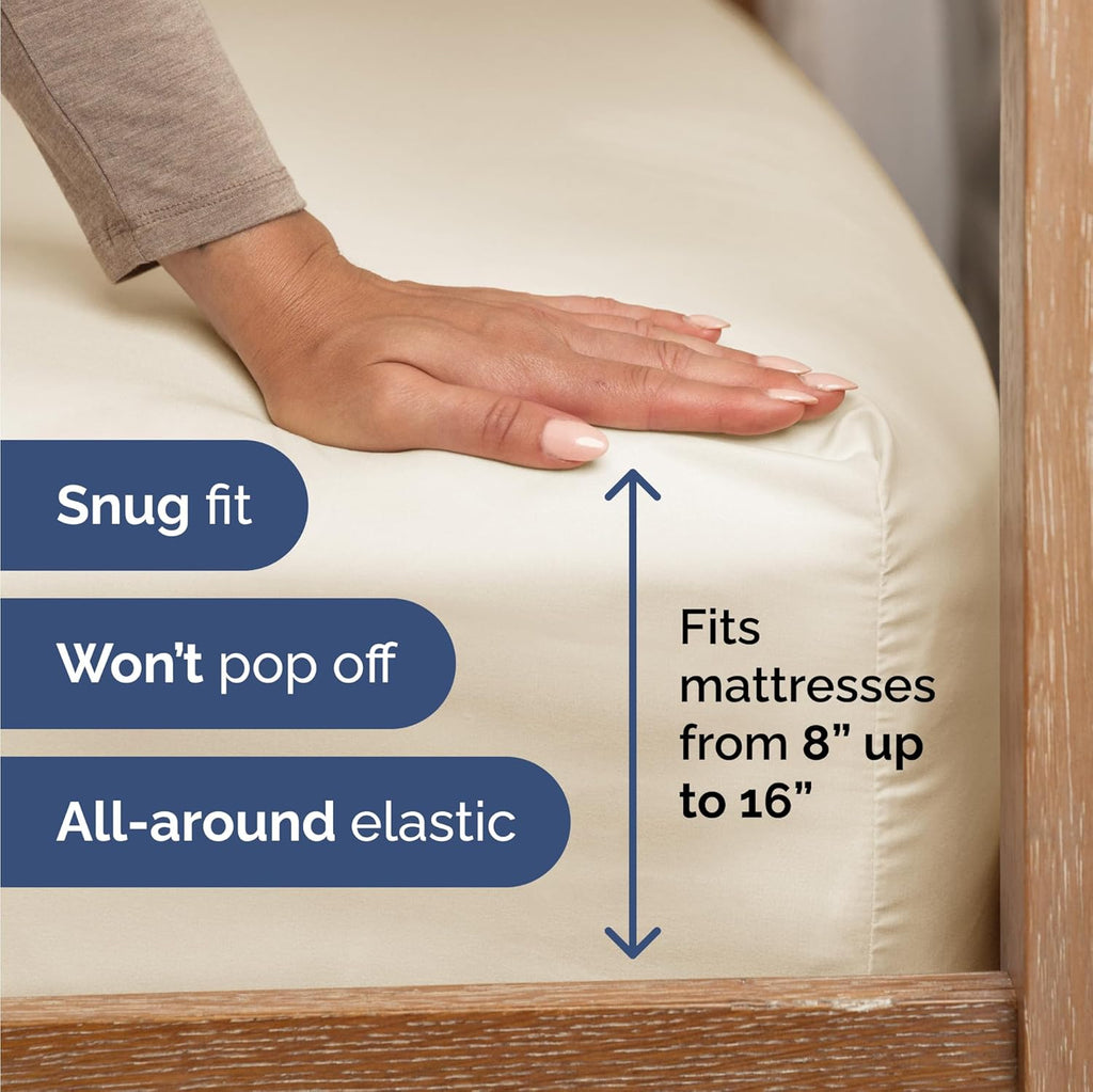 Skiennix Twin Size Sheet Set - Comfy Cooling Bed Sheets - Ultra-Soft, Deep Pockets, Wrinkle-Free - Off White