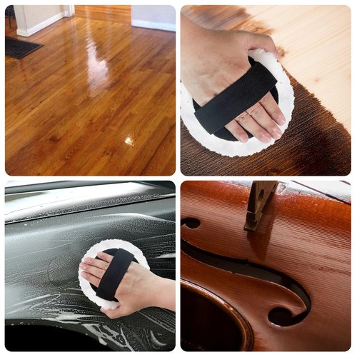 Verigud 4 Pcs 5'' Reusable Lambswool Applicator Pads for Wood Stain, Waxes & Oil-Based Finishes
