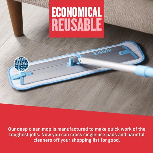 E-Cloth Deep Clean Microfiber Mop - Reusable Mop Pad for Home Cleaning, Hard Floors, Wood, Tile, or Laminate, Machine Washable, Use Wet for Cleaning or Dry for Dusting, No Refills or Spray Needed