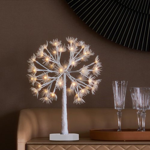 LITBLOOM Lighted Dandelion Tabletop Tree with Timer Battery Operated and USB Plug in, Twig Tree with Lights 18IN 48 Warm White LED Lights for Table Mantle Room Christmas Decoration