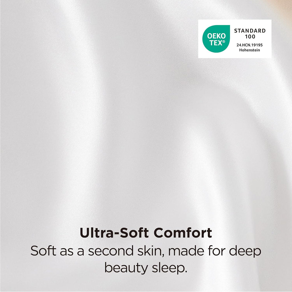 Bedsure Satin Pillowcases - Luxurious Silk-Like Queen Size Set of 2 | Pure White Cooling Pillow Cases, 20x30 Inches